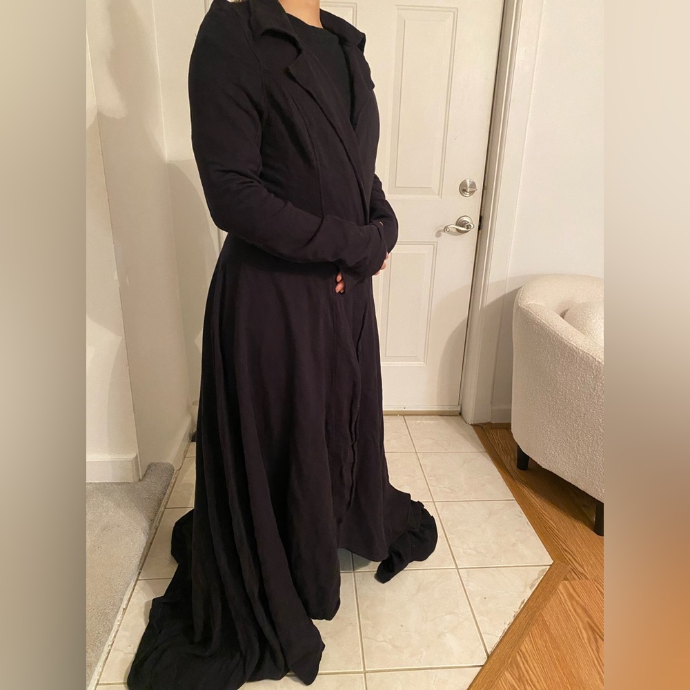 Mark & Estel Cascade Maxi Coat Long Open Drape Jersey Cardigan Oversized Jacket - Picture 6 of 9